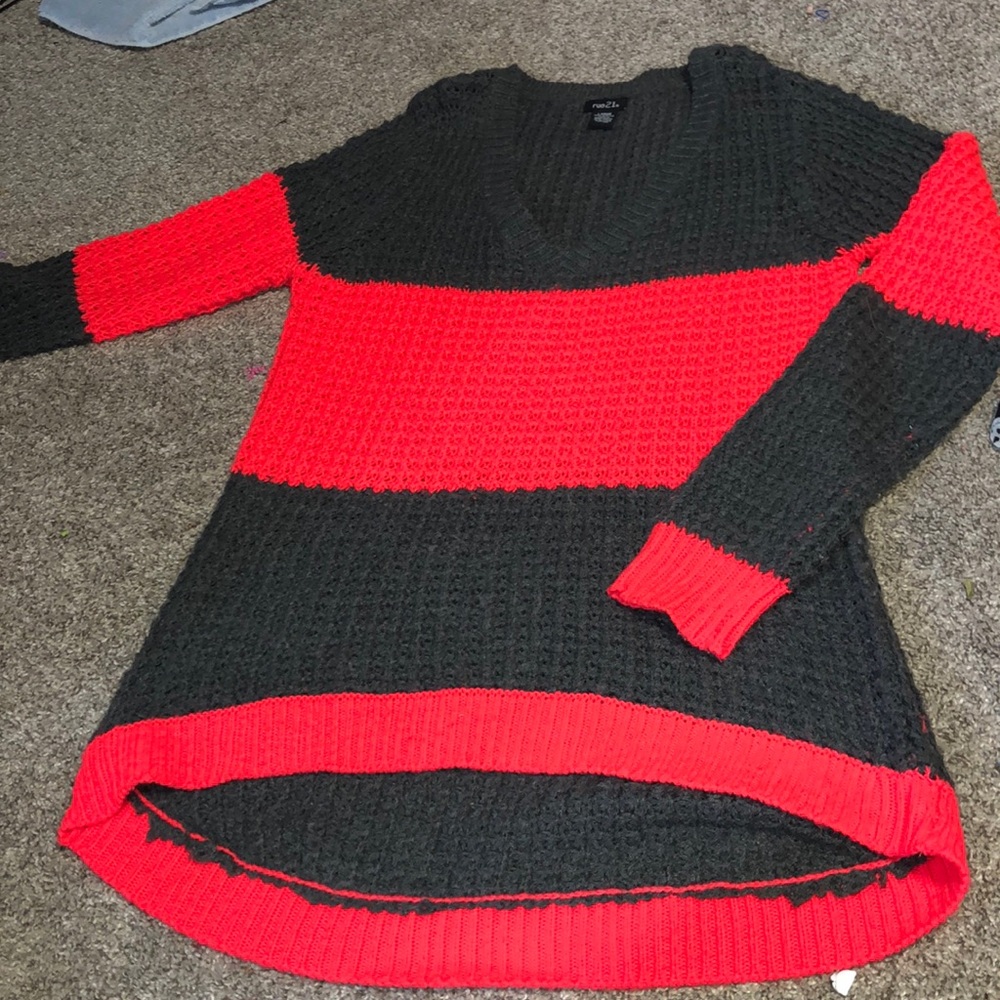 Grey and neon pink sweater